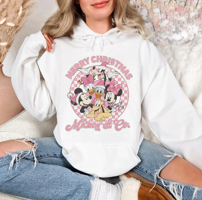 

Potdemiel Pink Mickey and Friends Disney Christmas Sweatshirt, Disneyland Christmas Hoodie, Christmas Gift Lovers,Christmas