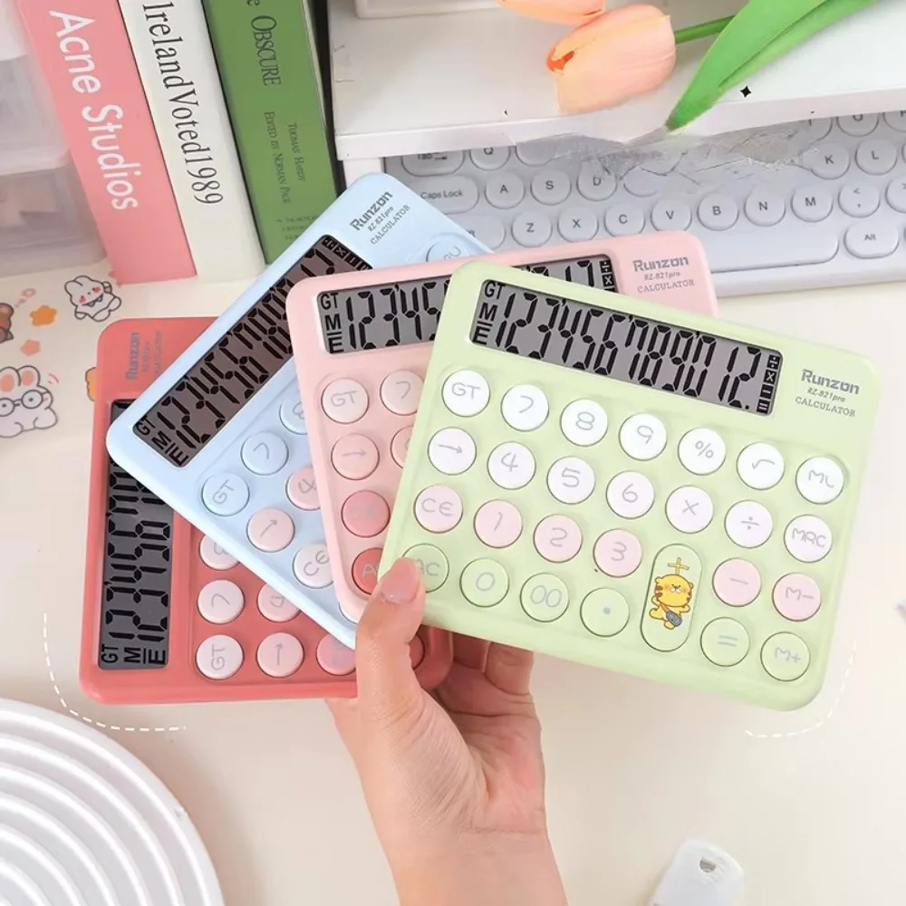 

Настольный калькулятор из АБС-пластика, большие круглые кнопки, красочный 12-значный калькулятор, большой ЖК-дисплей, механическая точечная клавиатура, школьные принадлежности