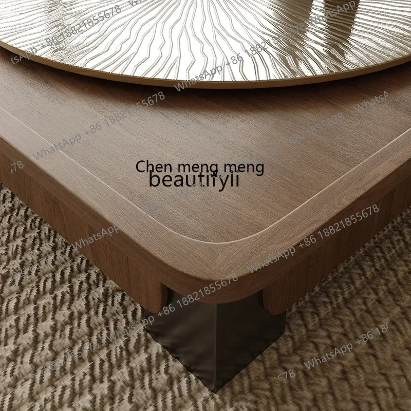 G153 Italian solid wood carving coffee table combination walnut pattern modern square table living room