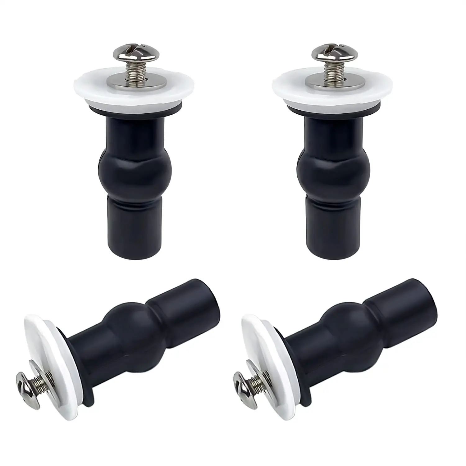 4 Pack Universal Toilet Seat Bolts and Hinge Screws Top Mounting Fixings Kit with Expanding Rubber Top Nuts Replacement Screws