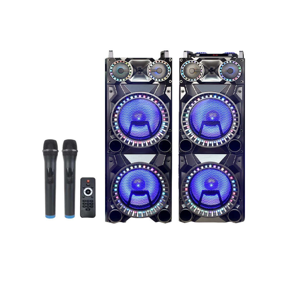 2026-Dual 10 Inches Portable Amplifier 150W High Power Wireless Bt Speaker RGB Light Stage Karaoke OEM Factory