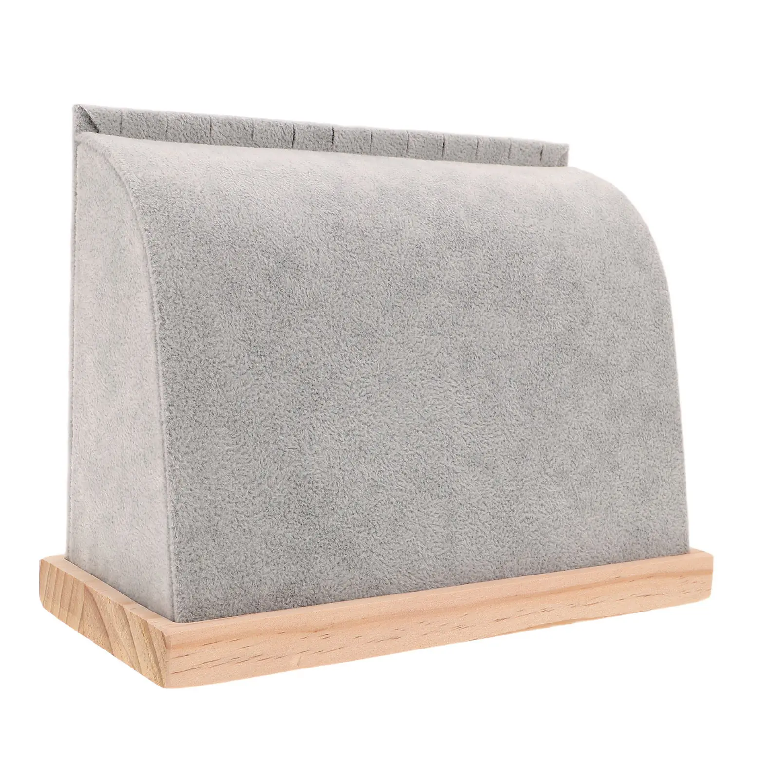 

Curved Wooden Necklace Display Stand Soft Mat Light Grey Necklace Chains Organizer Holder for Selling Exhibition Vendors
