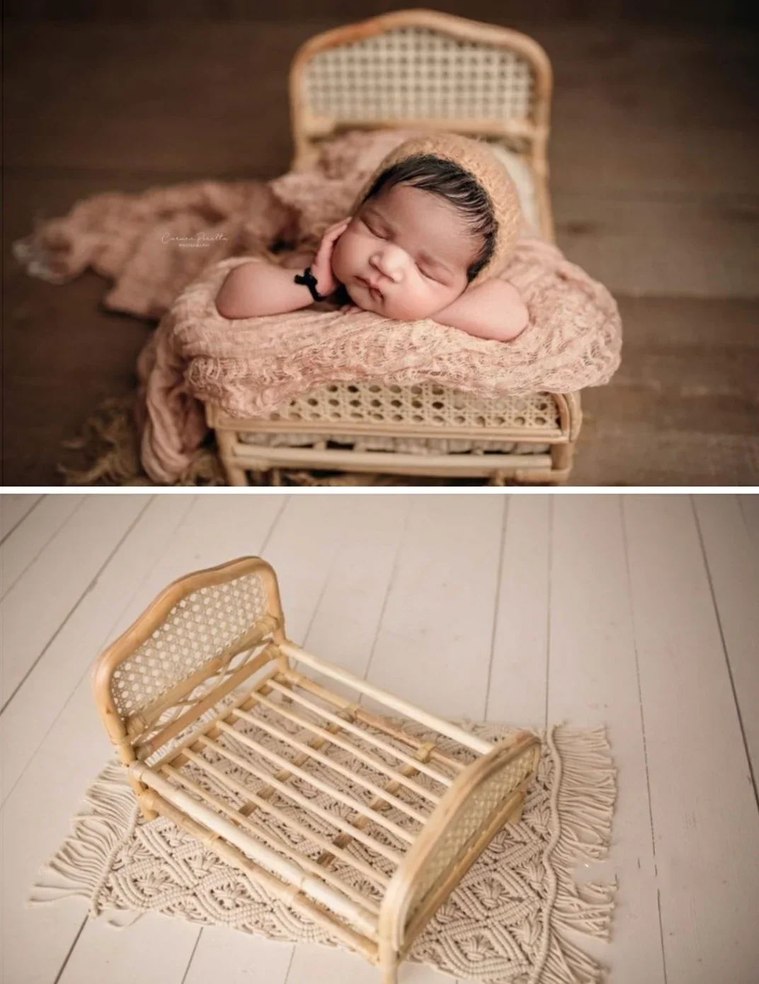 Newborn Photography Props Weaving Baskets Baby Photo Bed Posing Props Infant Photo Shoot Accessories Full-moon Baby Cany Beds