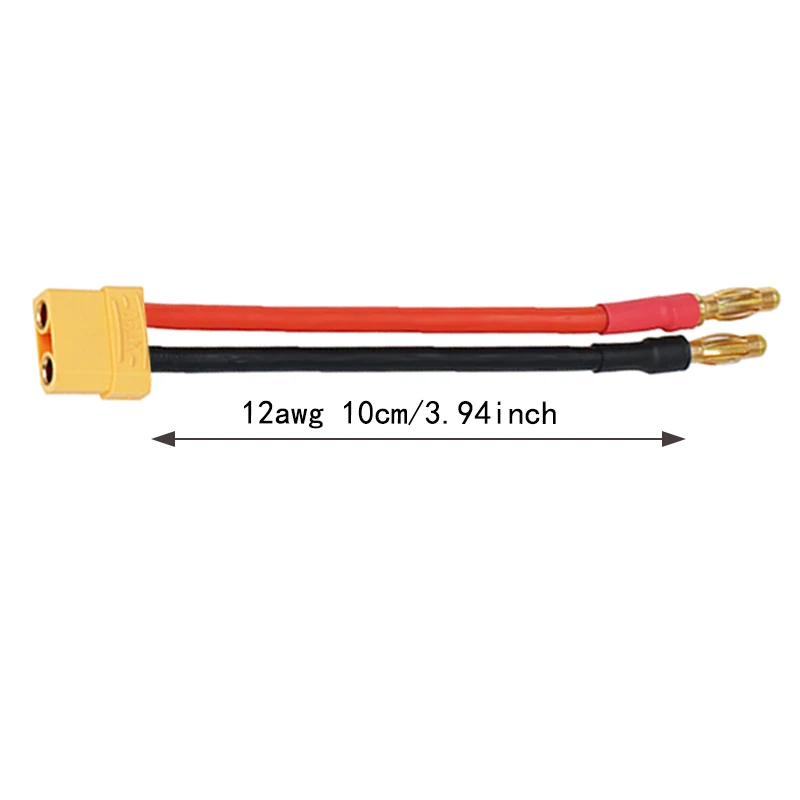 Adaptador de enchufe Banana chapado en oro para batería Lipo, Cable de carga hembra XT90 de 1/2 piezas, 4,0mm, 12AWG, 10cm