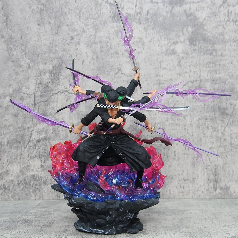 41cm ein Stück Zorro Anime Charaktere drei Köpfe, sechs Arme, neun Schwerter fließen Shuroro Noah Zorro PVC Sammlung Modell Spielzeug Geschenke