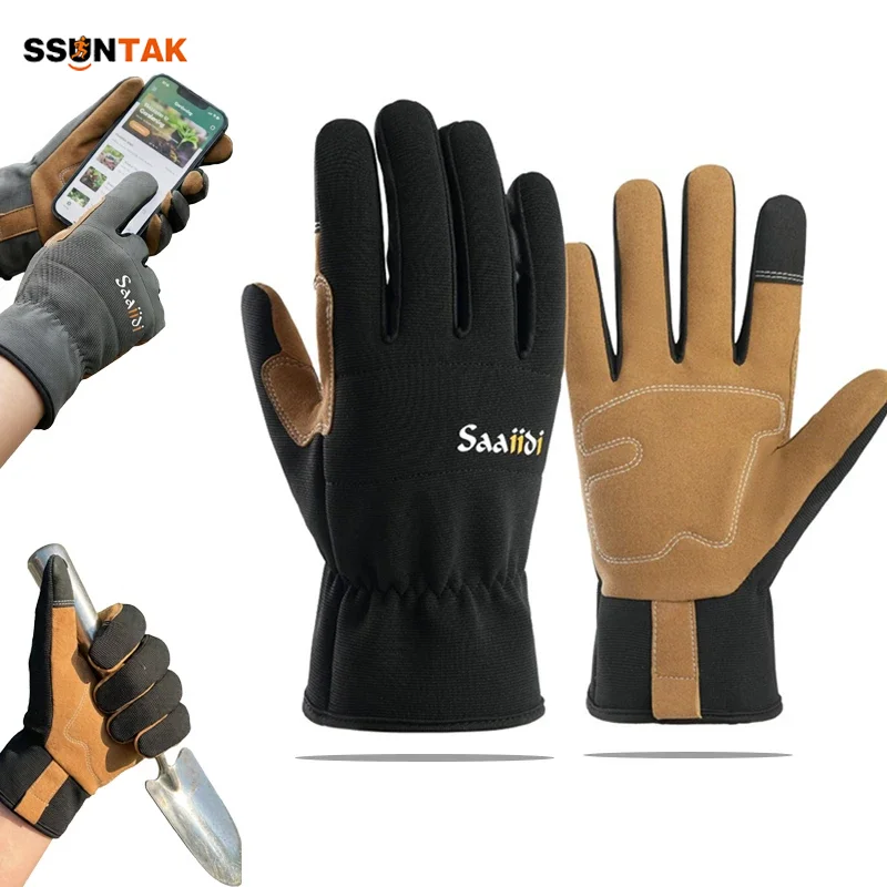 

SSUNTAK Safety Work Gloves Garden Gloves for Men Women High Dexterity Touch Screen Excellent Grip Lightweight Multipurpose Use