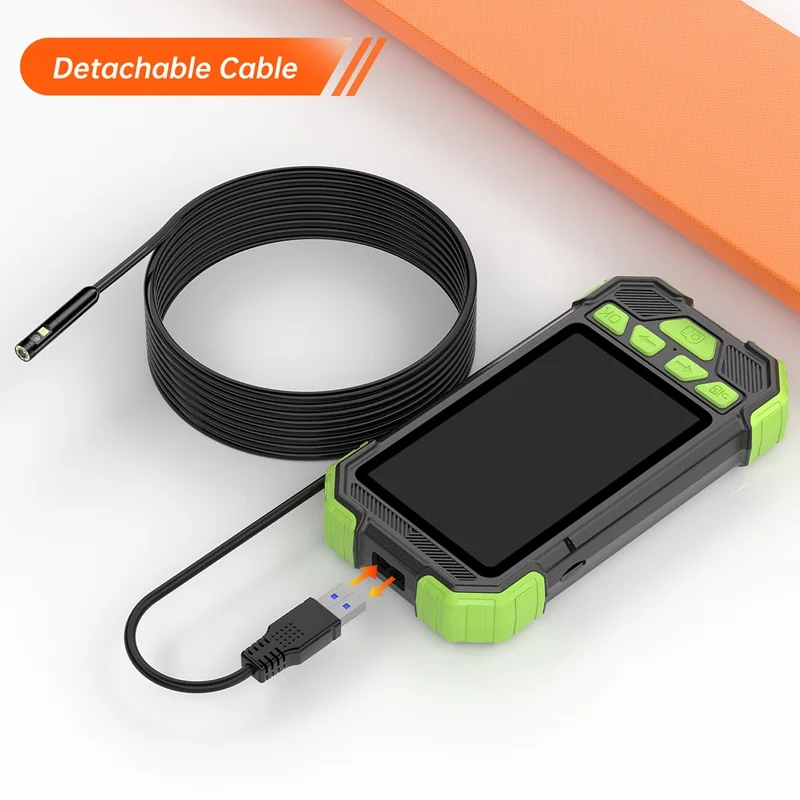 Dual Lens Endoscope Camera 4.3'' IPS Screen HD1080P Video USB Probe Tool Bag Car Inspection Borescope Waterproof 9LEDs 2600mAh