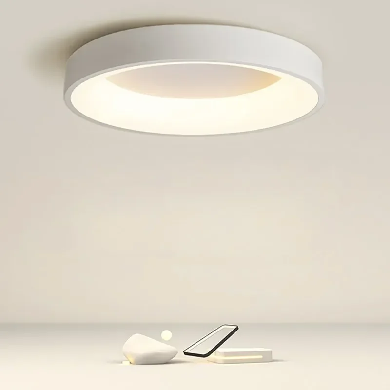 

Nordic LED Round Ceiling Lights Modern Black White Gray Home Decor Lamps For Bedroom Living Room Study Dining Rooms Light Luster