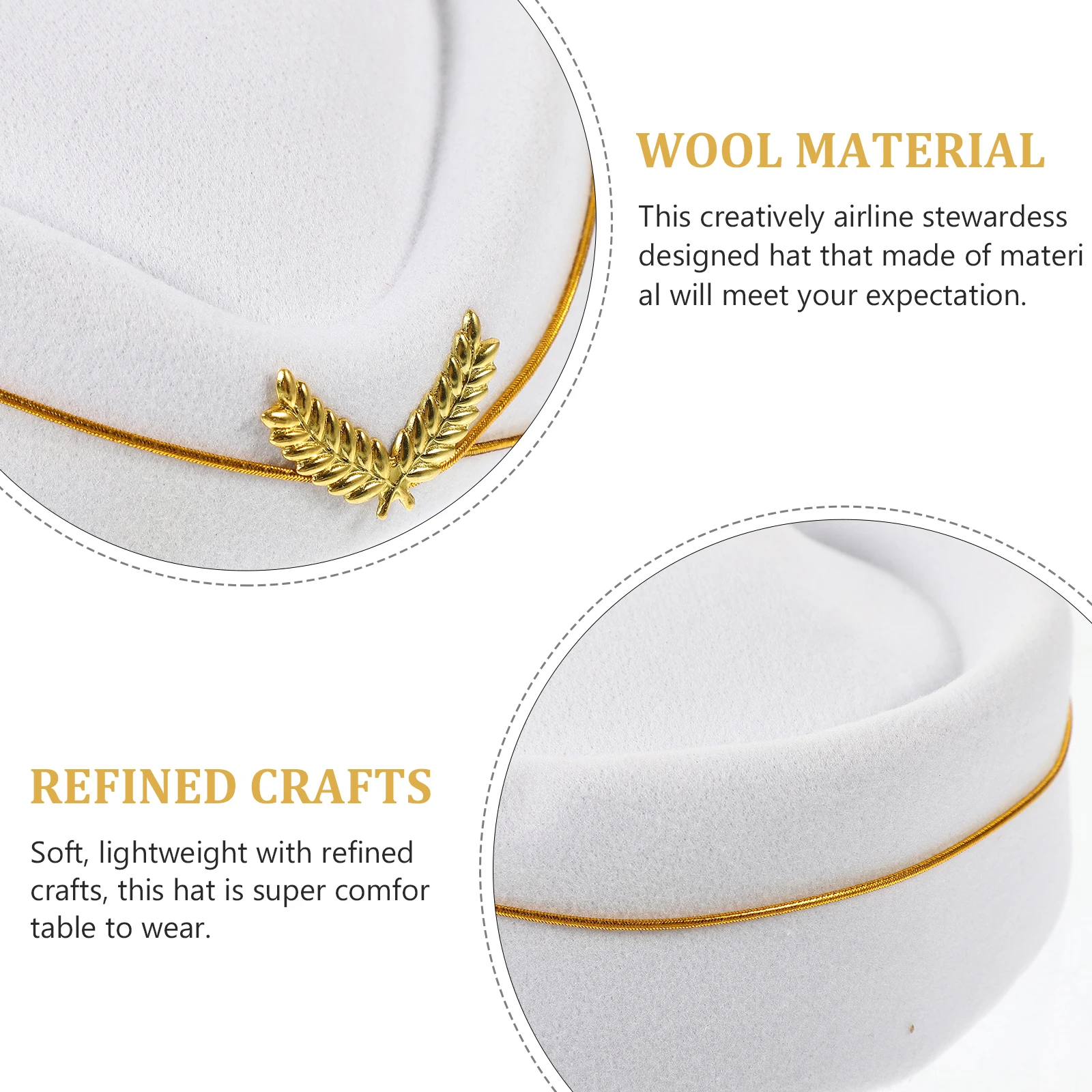 

Stewardess Hat Women Airline Flight Attendant Cap Vintage Size Fits Most Lightweight Cosplay Costume Party Stage