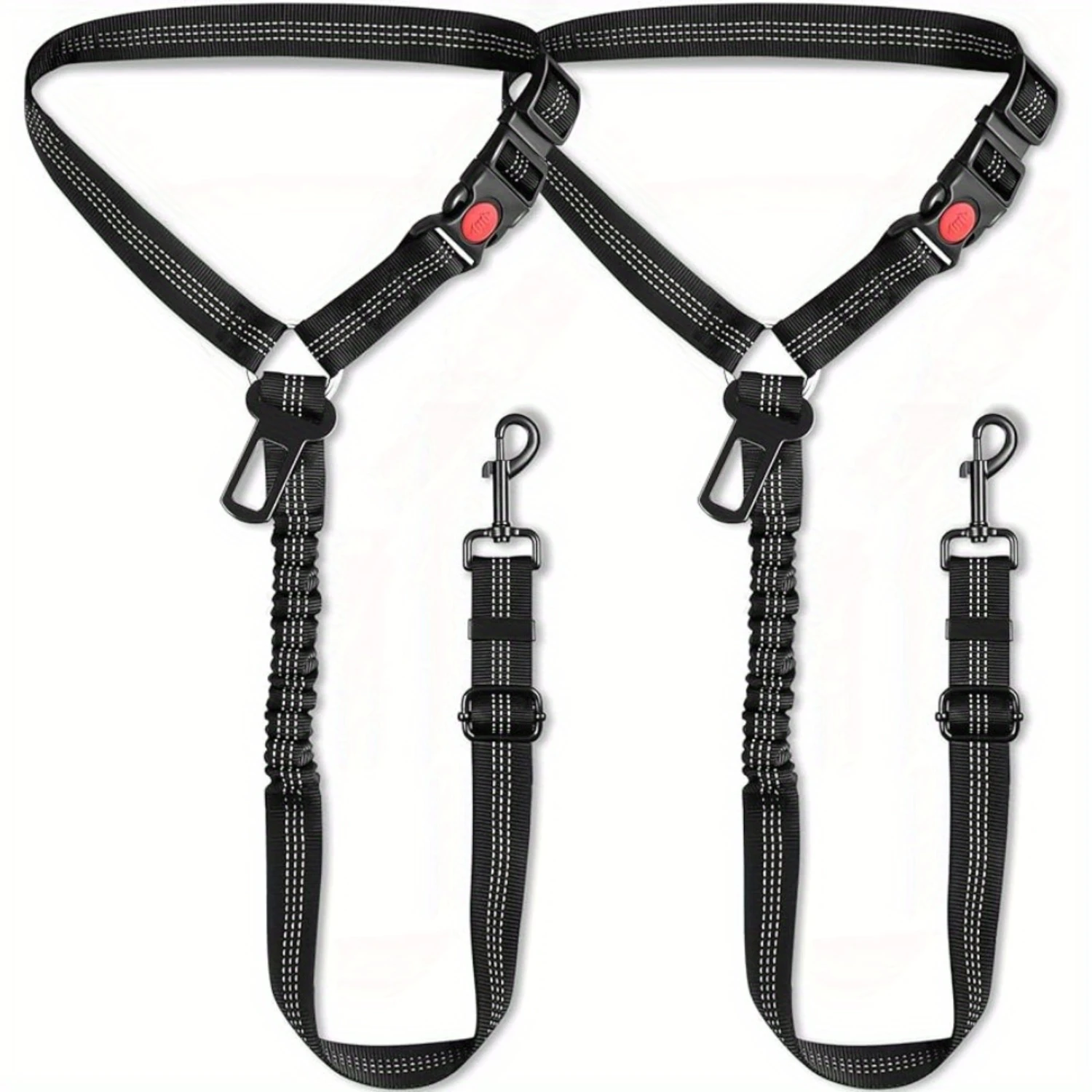 SafeGo Pro Dog Car Safety Harness - 3-in-1 Crash-Tested Harness - Adjustable Metal Buckle & Elastic Bungee - Small Medium Large 