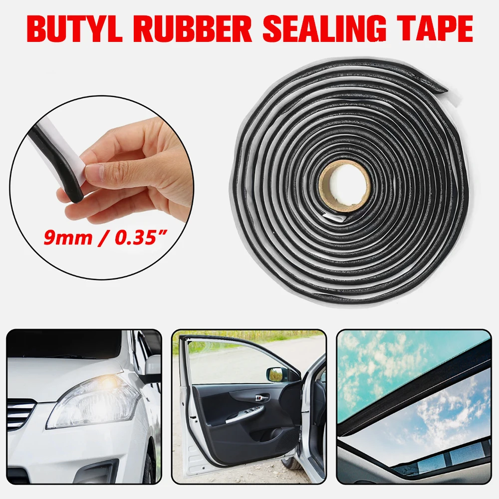 Headlight Sealant Seal Snake Gum Headlight Soft Strip Waterproof Glue Non-toxic and Tasteless Butyl Rubber Glue 9mm*4m