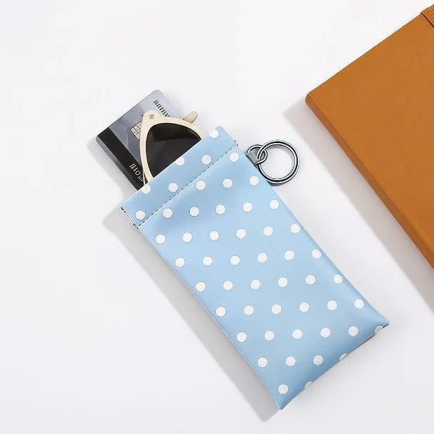Portable Eyeglass Case Featuring Polka Dots Travel-friendly Sunglasses Pouch Design