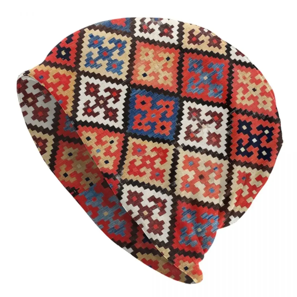 Persian Kilim Print Skullies Beanies Caps Cool Winter Warm Knitted Hats Unisex Bohemian Geometric Ethnic Style Bonnet Hats