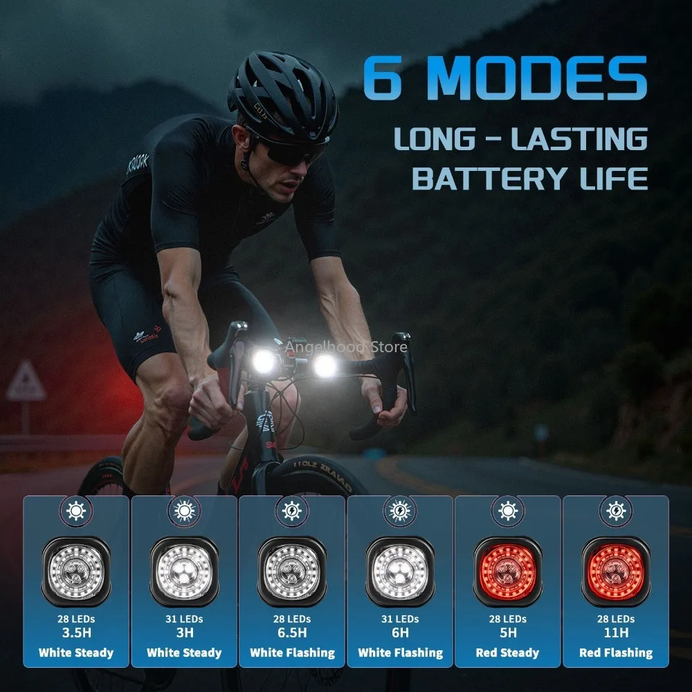 Bicycle Turn Signal Tail Light Mountain Road Bike Warning Light Long-Lasting USB Rechargeable Multi-Function Waterproof Light