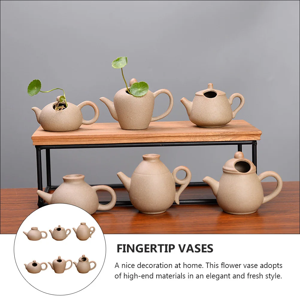 

6 Pcs Black Vase Centerpiece Modern Plants Decor Decoration Mini Flower Vases Small Pot
