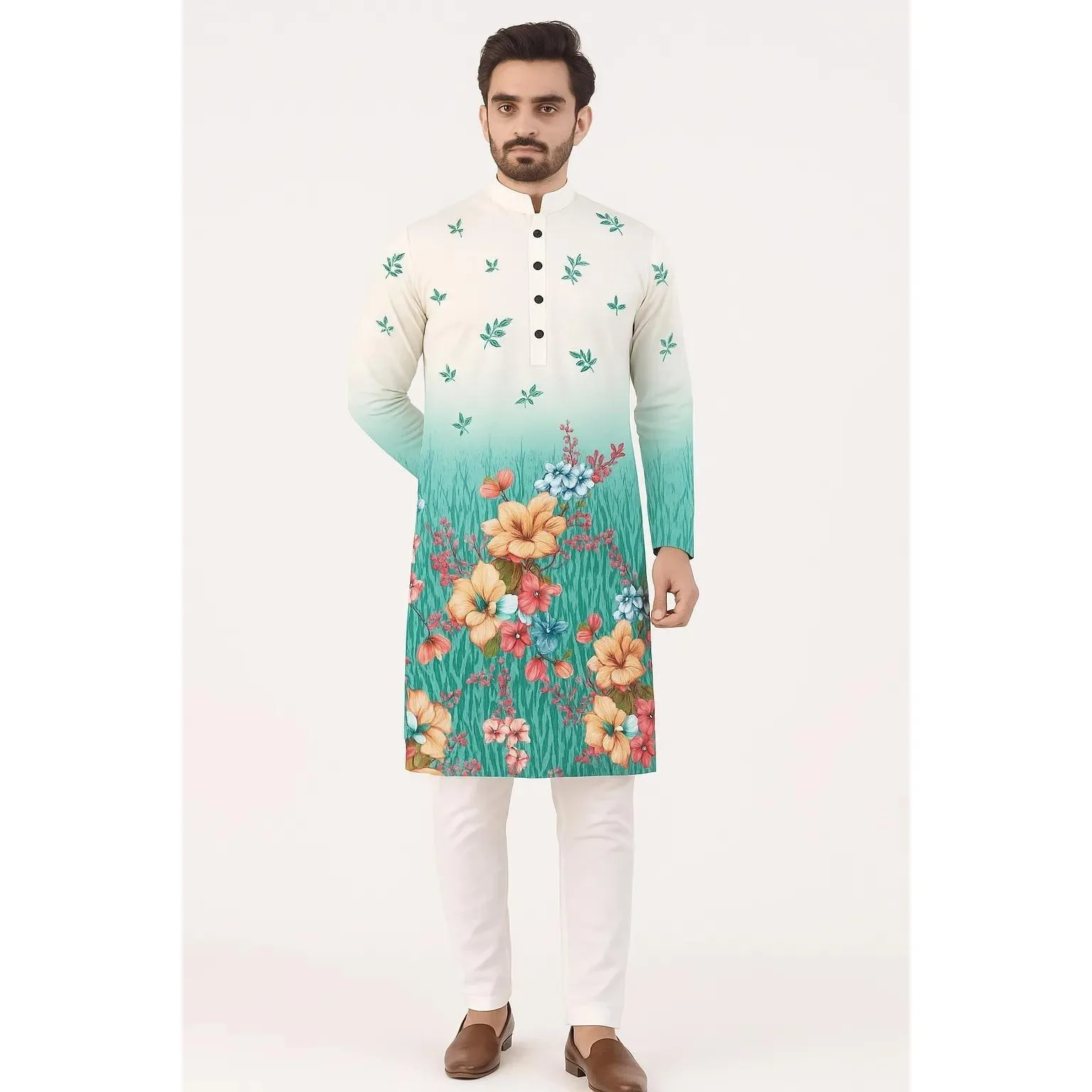 عباية رجالي ثوب عربية طويلة تي شيرت هينلي قفطان النطاقات عادي ثوب قمصان رجالية مسلمة 2026 ثوب هاراجوكو ملابس الشارع #3