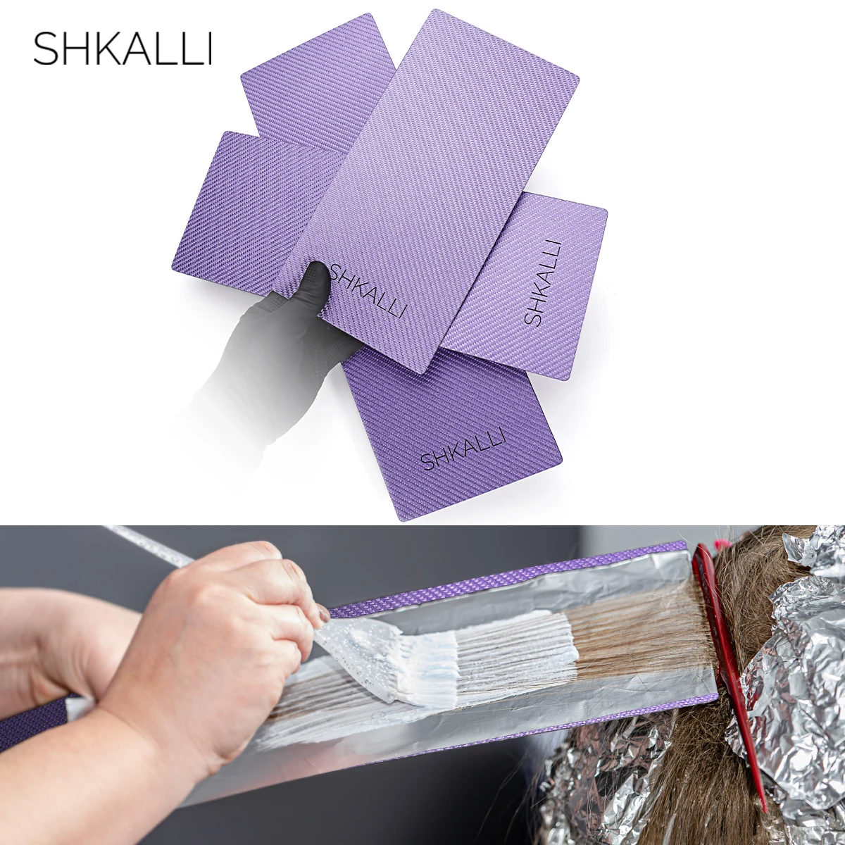 SHKALLI Professional Carbon Fiber Balayage Board Set,Lightweight Hairdressing Tin Foil Colouring Boards.(Purple Set)