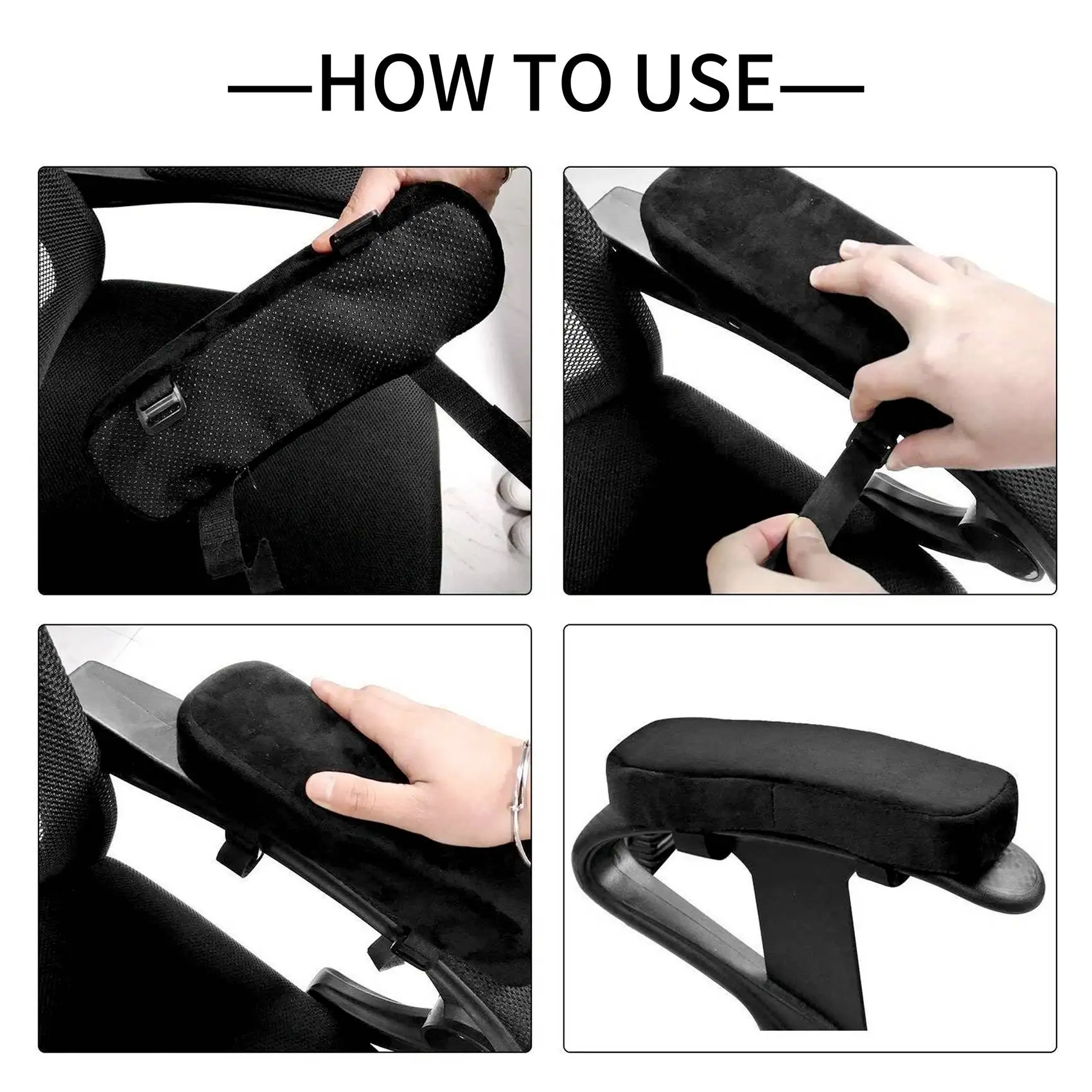 

NEW 2Pcs Chair Armrest Pads Ultra-Soft Memory Foam Elbow Pillow Support Universal Fit For Home Or Office Chair For Elbow Relief