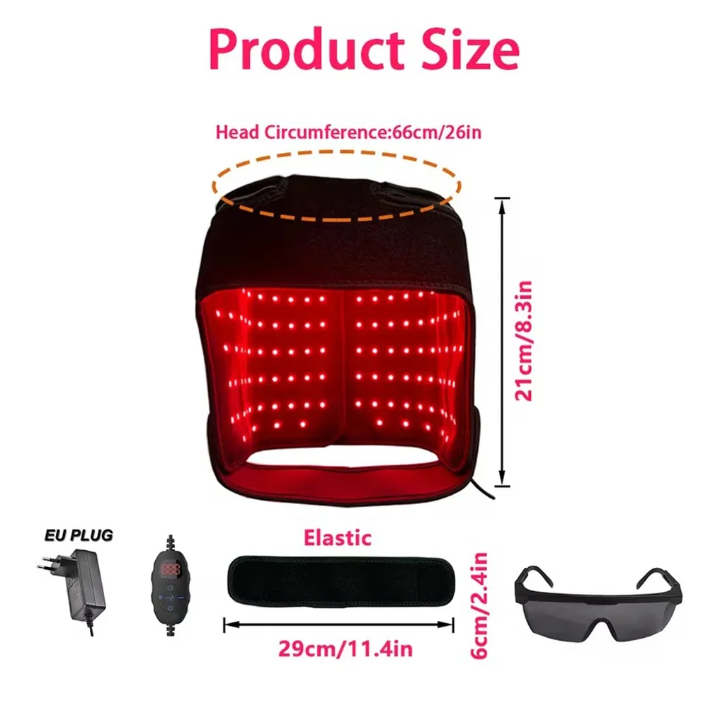 قبعة العلاج بالضوء الأحمر LED لنمو الشعر الأحمر والأشعة تحت الحمراء قبعة نمو الشعر لتساقط الشعر تعزيز غطاء العناية بسرعة إعادة نمو الشعر #6