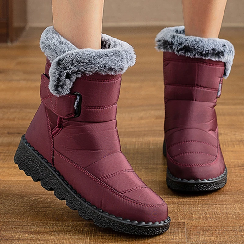 Bottes de neige imperméables pour femmes, chaussures en peluche, chaussons pour femmes, bottes de rinçage, grande taille, tendance, hiver, 2025