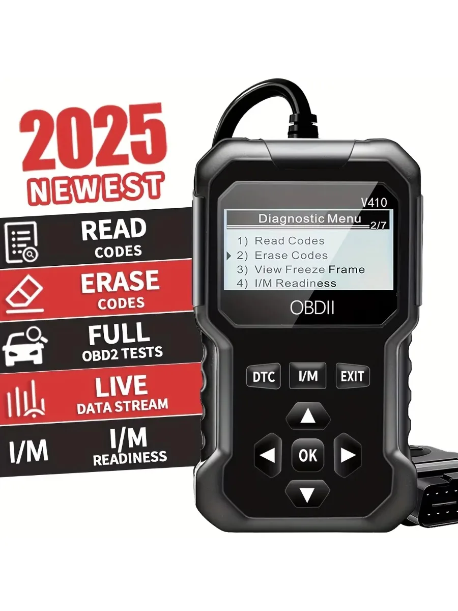 Lecteur de code de défaut instantané du scanner OBD2 et contrôle de tension | Diagnostic du système complet OBDII/CAN | 10 secondes d'analyse des défauts