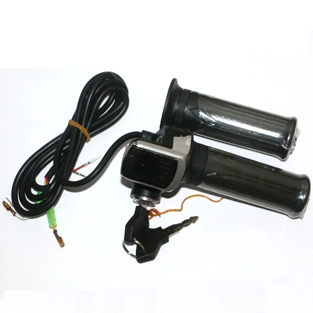 Electric Scooter Bike Throttle Speed Adjustment Handle with Key Lock Display Divides LCD Grip 24V 36V