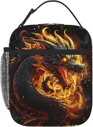 Fire Chinese Dragon Lunch Bag For Women Men Insulated Reusable Lunchbox Cooler Totes For Work Office Picnic Camping Travel