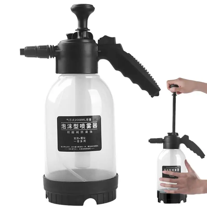 

2L Foam Watering Can Household Hand-held Car Wash Watering Gardening Air Pressure Sprayer Plastic Disinfection Water Bottle