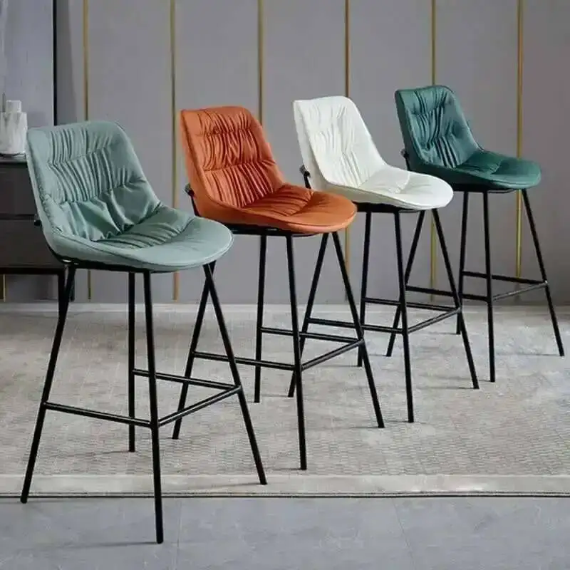 

Scandinavia for Furniture Leather Bar Bar Chairs Backrest Chair Modern Minimalist Designer Light Luxury Dining Room Bar Chair