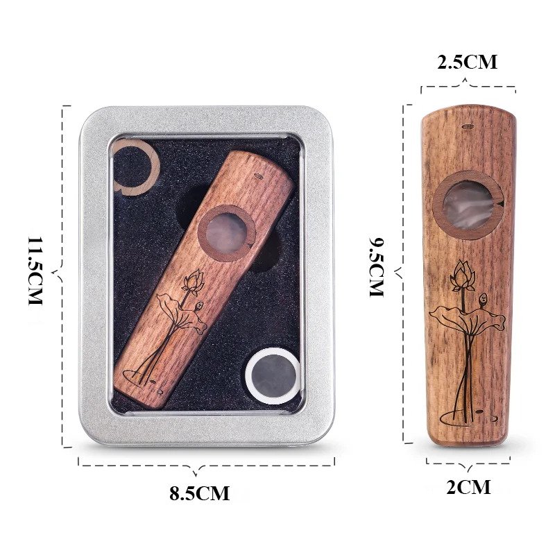 Wooden Kazoo Flute Sapele Walnut Wood Guitar Ukulele Accompaniment Harmonica Diaphragm Gifts For Kids And Adults