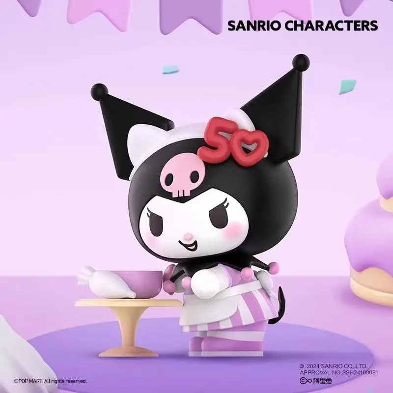 Genuino Sanrio Famiglia Hello Kitty 50th Anniversary Series Blind Box Anime Kuromi Kawaii Mini Modello Giocattolo per Bambini Regalo di Compleanno
