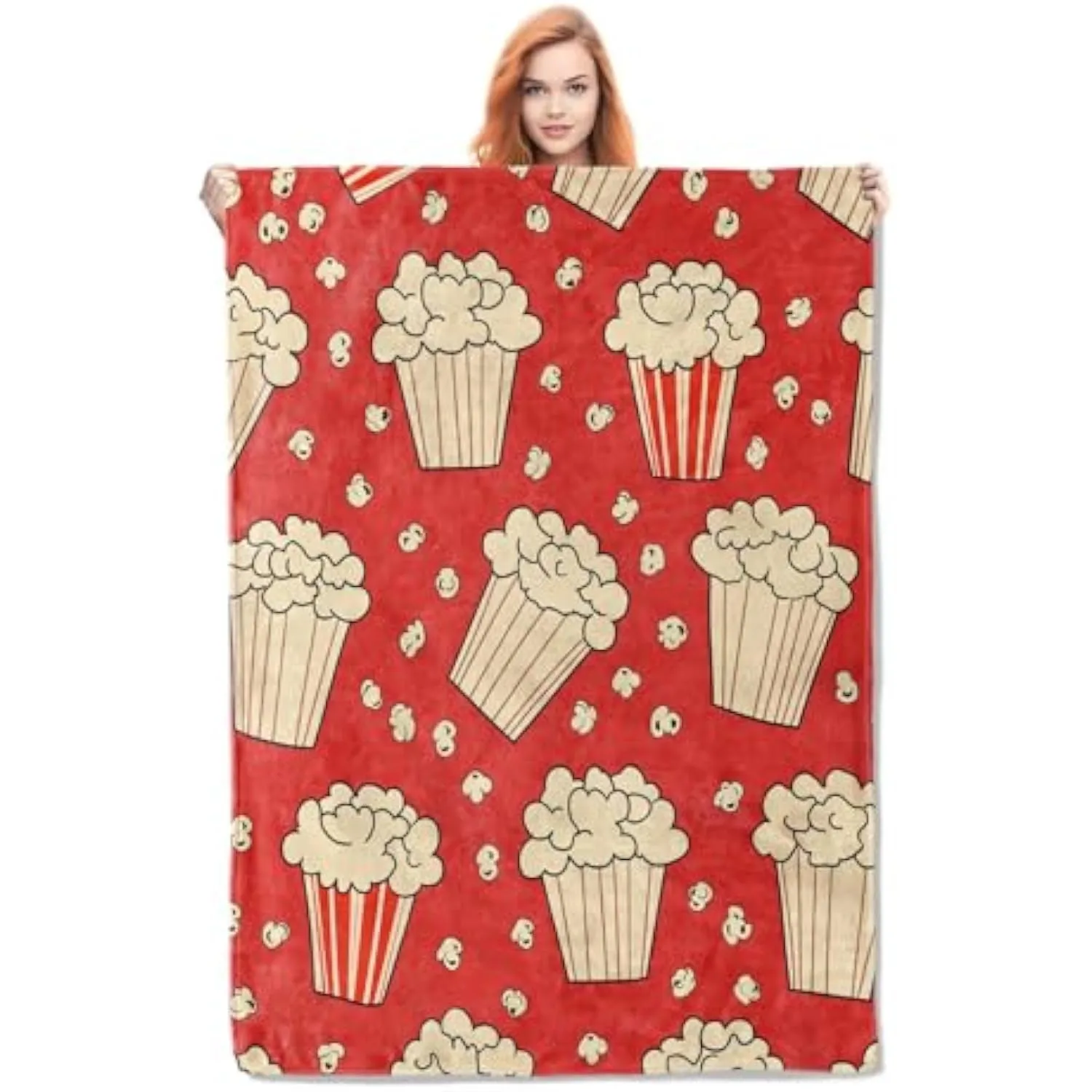 Movie Popcorn Blanket Gifts for Women Girls Adults Kids Soft Warm Lightweight Cozy Cinema Popcorn Theme
