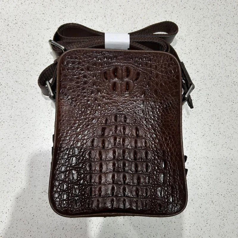 

2025 New Crocodile Leather Skull Shoulder Bag For Men's Casual And Versatile Real Back Bone Leather Crossbody Bag 45