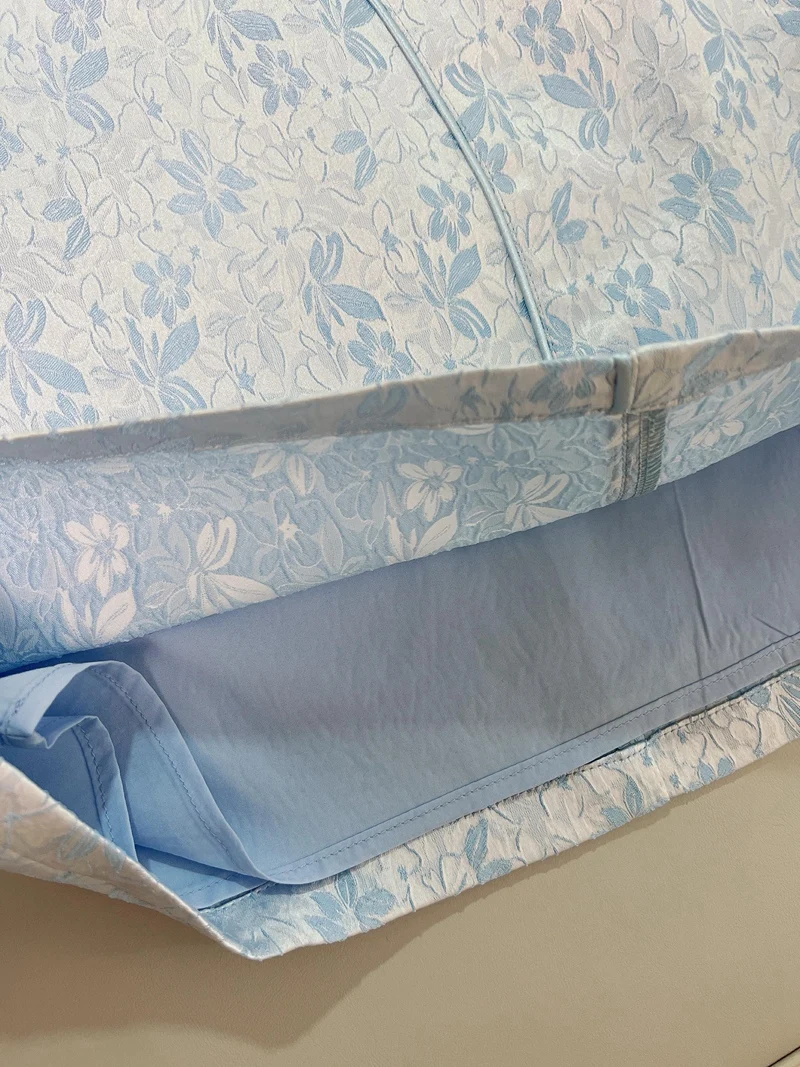 

Young Lady's New Chinese Sle Bubble Sve Blue Qipao Dr Rvated Traditional ort Length Floral Pattern