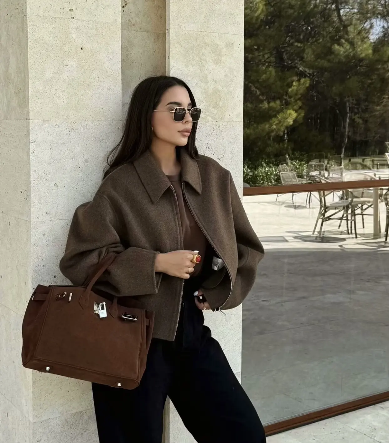 

Осенняя короткая куртка, женская осенняя модная короткая куртка с длинным рукавом, верхняя одежда, модное трехцветное однотонное шерстяное пальто с широкой молнией