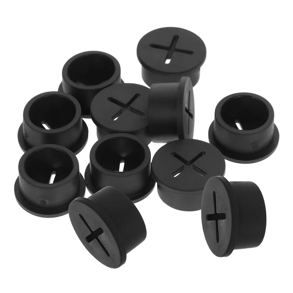 20Pcs Black Rubber Desk Hole Cover Flexible Cord Grommets Cable Hole Organizers for Office Furniture Rubber Gromemts for Wiring