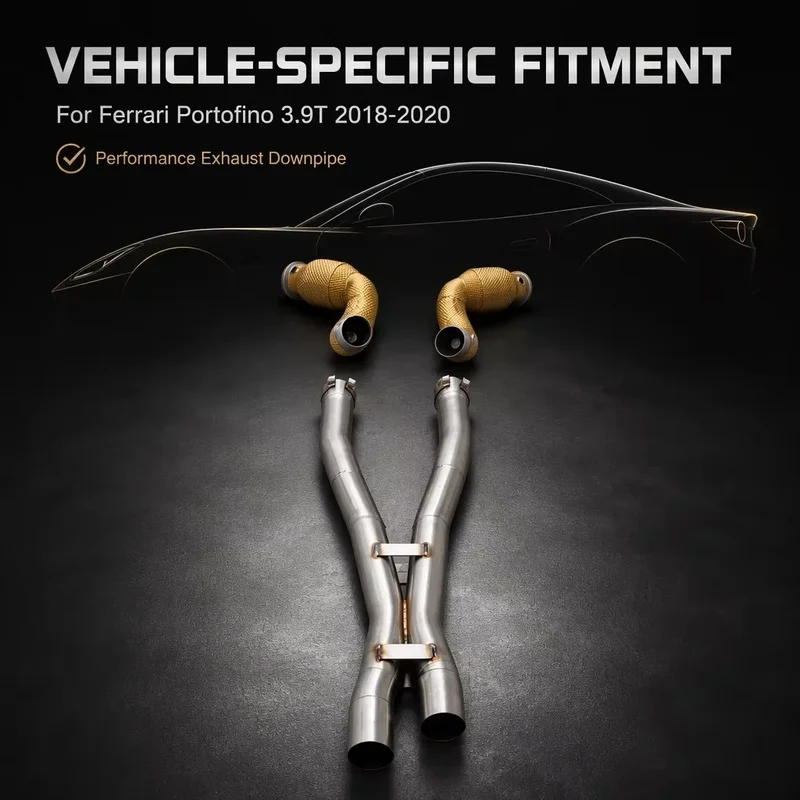 Perfectly Customized Performance Exhaust Downpipe Specifically Designed for Ferrari Portofino 3.9T 2018-2020