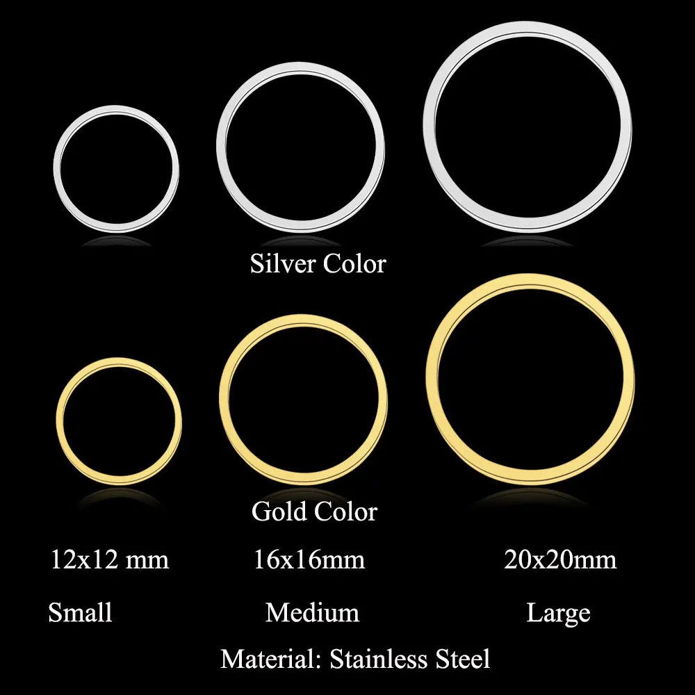10pcs/Lot Stainless Steel Hollow Geometric Square Circle Triangle Charms Wholesale DIY Minimalist Jewelry Connector Charm
