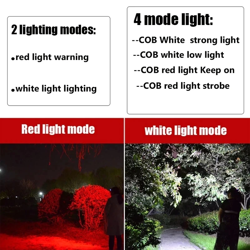 Super Bright COB LED Headlamp Built-in Battery USB Rechargeable Powerful Head Flashlight Outdoor Waterproof Camping Head Lamp