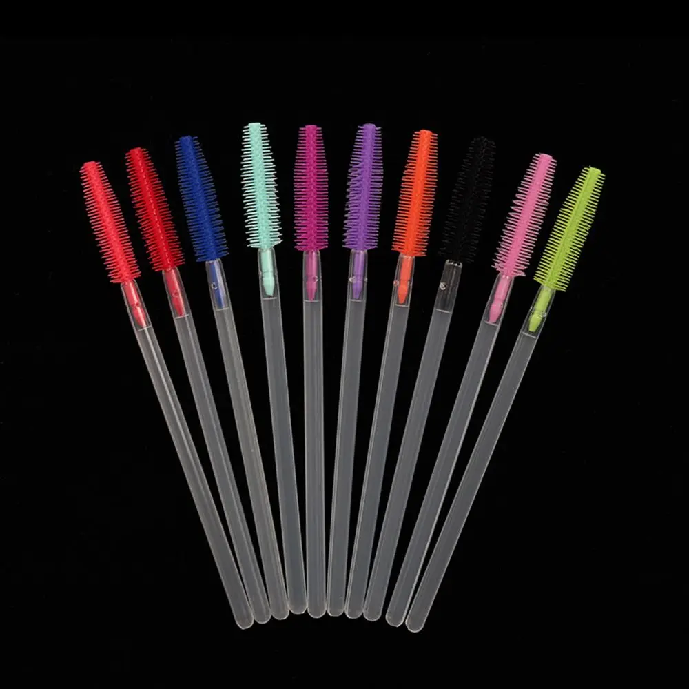 Aplicador de rímel desechable, cepillo de silicona de colores, 10 piezas, cepillo para cejas, peine, extensión de pestañas, herramientas de