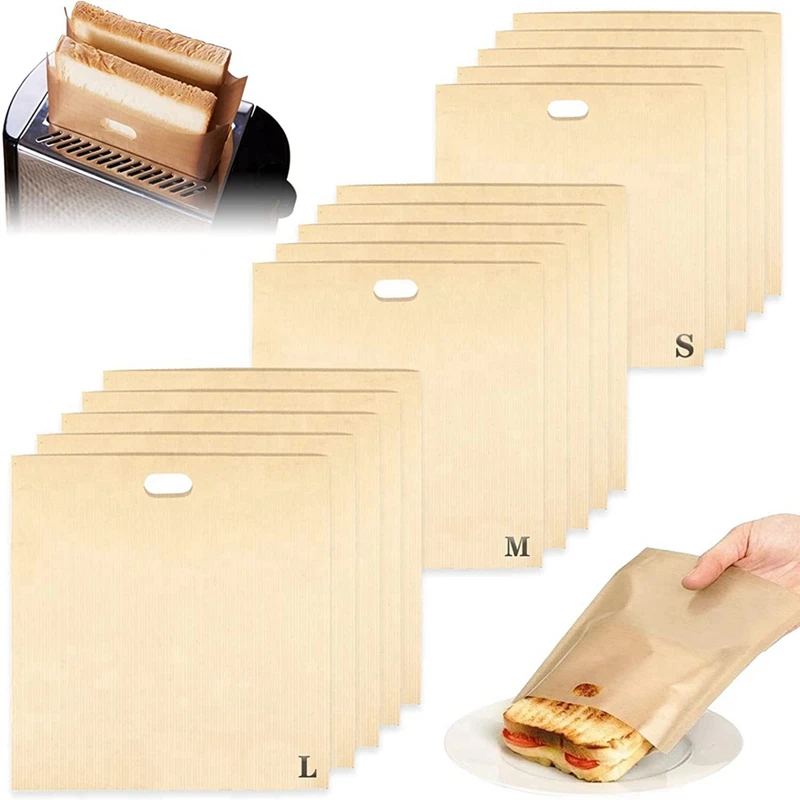 15 Pack Toaster Bag Reusable Grilled Cheese Sandwich Bag For Grilled Cheese For Sandwiches, Chicken, Nuggets