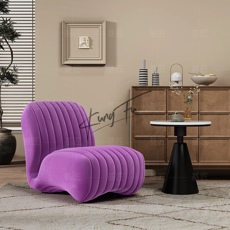 أريكة فردية كاجوال على طراز Wabi-Sabi للفندق والإقامة المنزلية وغرفة المعيشة والشرفة ومنطقة الراحة