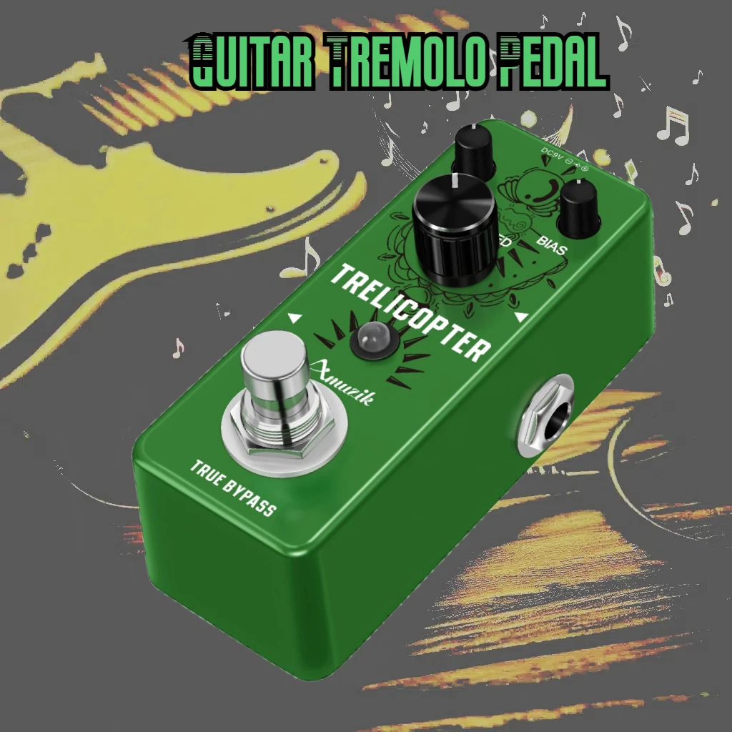 Amuzik-Guitar Pedal True Bypass Analog Classic Tones Tremolo Effects Smooth Vibrolo Effect Mini Single Pure Effector