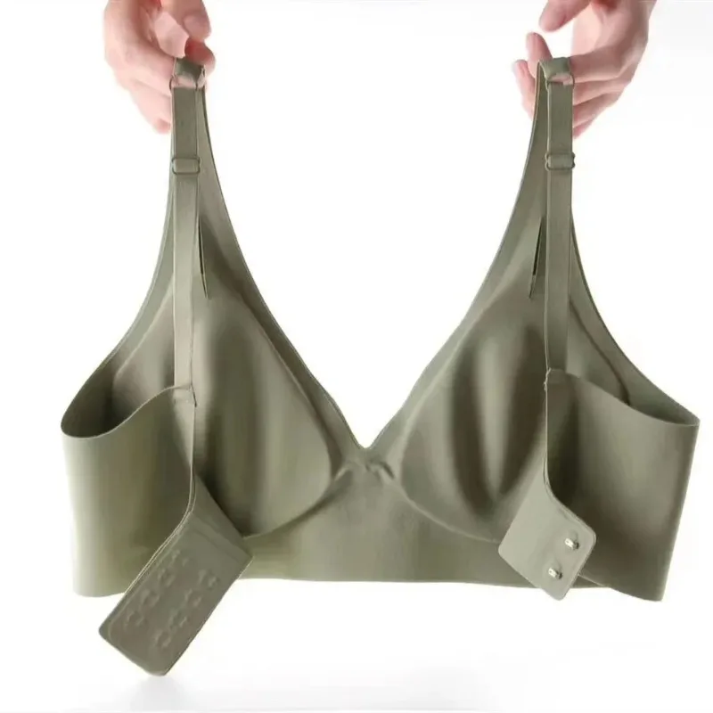 Intimo donna senza cuciture scollo a v senza anello in acciaio petto piccolo raccolto regolabile piccolo confortevole reggiseno superiore sottile