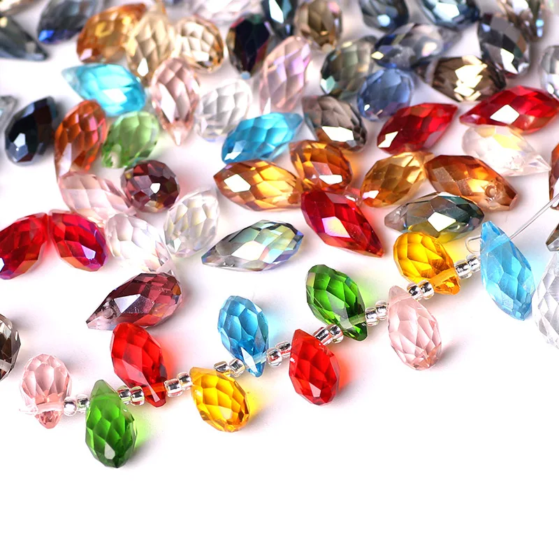 10Pcs 10x20mm Teardrop Crafts Crystal Diy Charms Faceted Spacer Bead Jewelry Making Finding Loose Beads Glass Drop Pendant