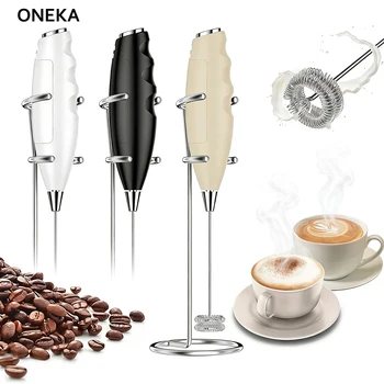 ONEKA Milk Frother Handheld Foam Maker For Latte Mini Whisk Coffee Cappuccino Frappe…