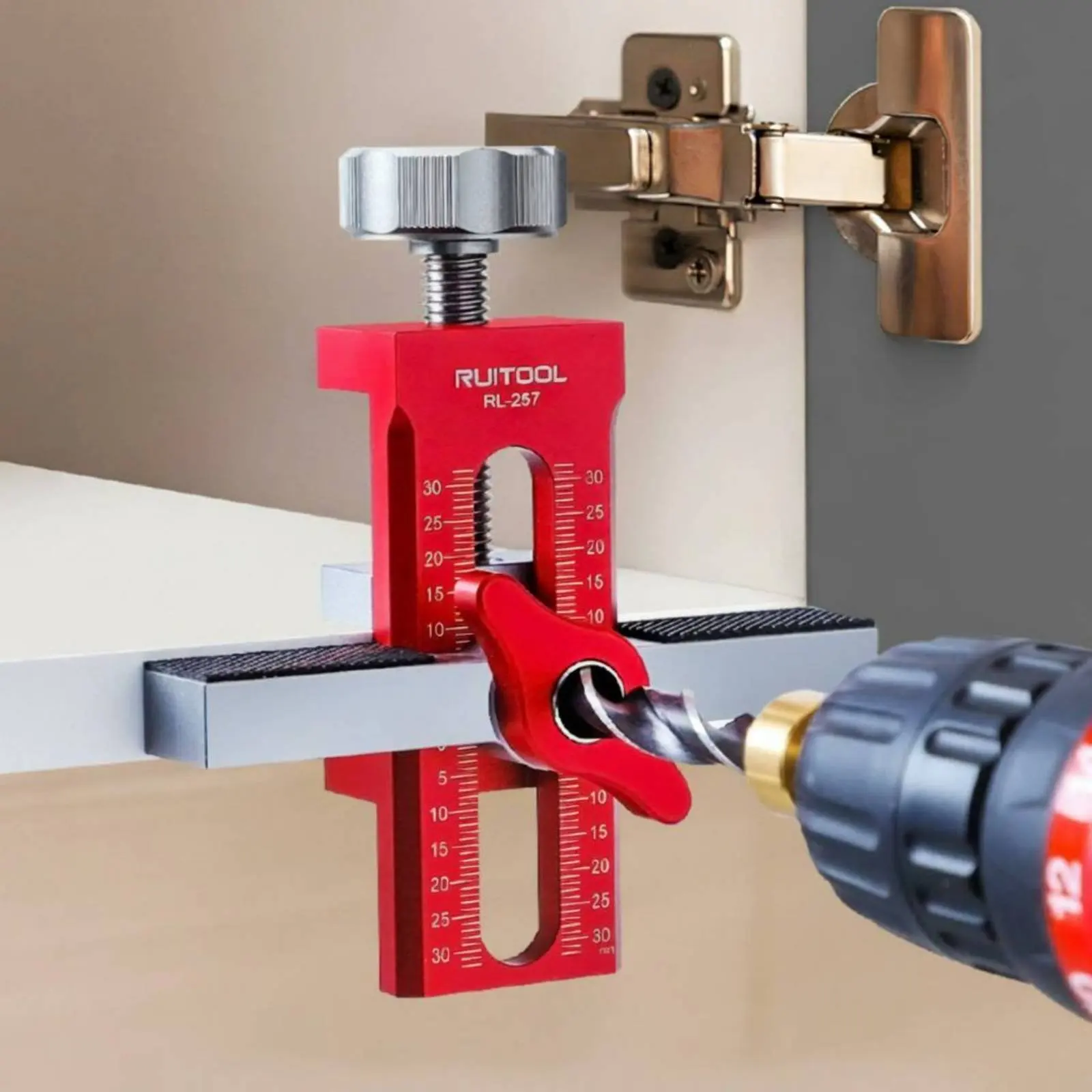 Cabinet Door Positioning Tool Long-Lasting Aluminum Alloy Cabinet Door Installer Hinge Installation Jig Leveling Adjustable