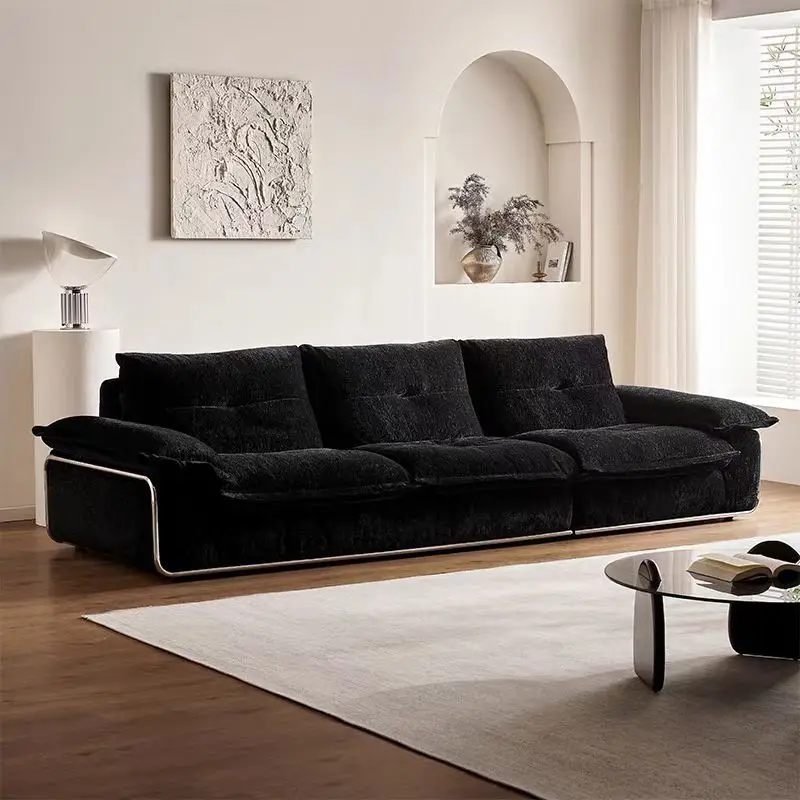 

Small apartment French black retro sofa
