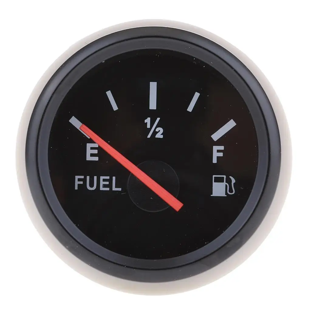 مقياس مستوى الوقود سيارة متر الأبيض مصباح ليد أسود حافة مقاييس السيارات 12 فولت ل قارب عالمي سيارة شاحنة RV تخييم #1