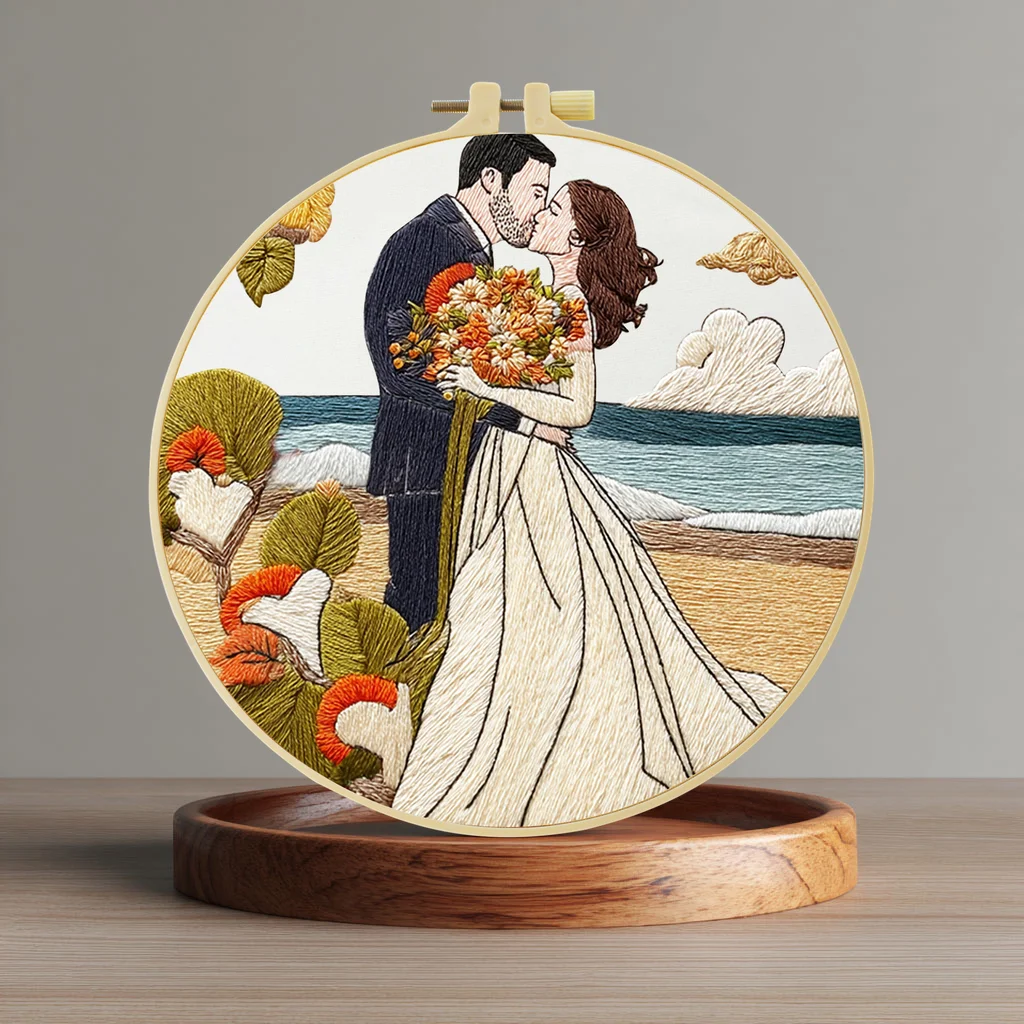 1pc 20X20CM/15X15CM Couple Wedding Embroidery Starter Kit DI